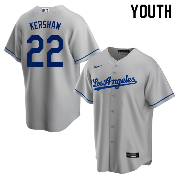Nike Youth #22 Clayton Kershaw Los Angeles Dodgers Baseball Jerseys Sale-Gray